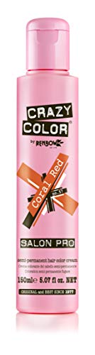 Crazy Color Semi Permanent Hair Color Cream, 150ML (Coral Red)