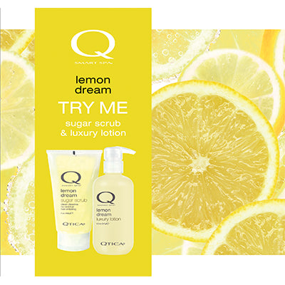 
                
                    Load image into Gallery viewer, QTICA LEMON TRY ME KIT (8.5LOTION/7OZSCRUB)
                
            