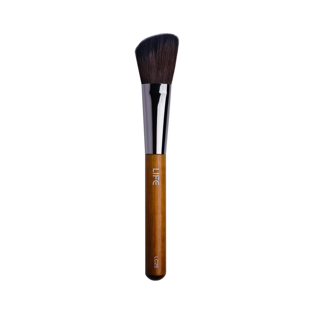 Life Cosmetics Angled Blush Brush, Bronzer Brush for Face Neck and Body, Vegan Makeup Brush for Contouring and Highlighting with Soft Fiber Bristles for Creams and Powders