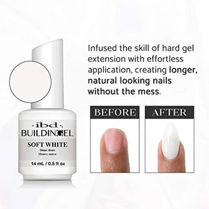 IBD Building Gel, Hard Gel Nail Extension, Soft White, 0.5 oz