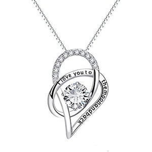 Mehaz Professional Platinum Overlay Sterling Silver"i Love You To The Moon and Back" Girl Heart Pendant Necklace 18" (white)