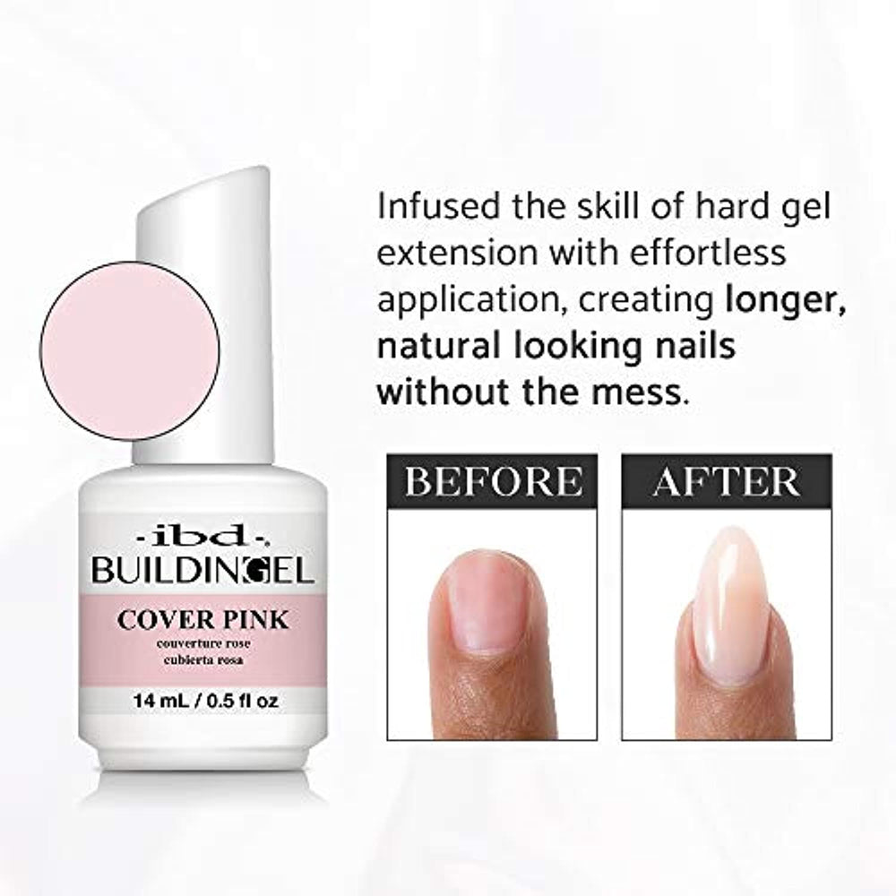 IBD Building Gel, Hard Gel Nail Extension, Cover Pink, 0.5 oz