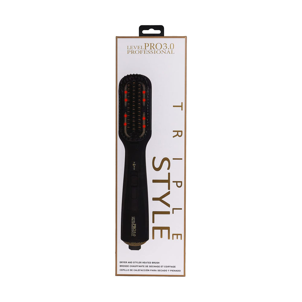 Level Pro3.0 Triple Style Hair Dryer & Styler Heated Brush, Hair Straightening and Styling, 3 in 1 Ceramic Heated Hair Volumizer with 3 Heat Settings, Anti Frizz, Anti Scalding, Lifting and Volumizing