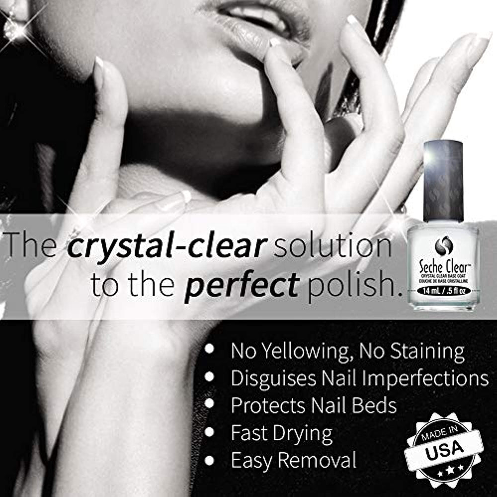 Seche Clear, Base Coat Nail Polish for Manicure and Pedicure, Boxed, 2 Pack
