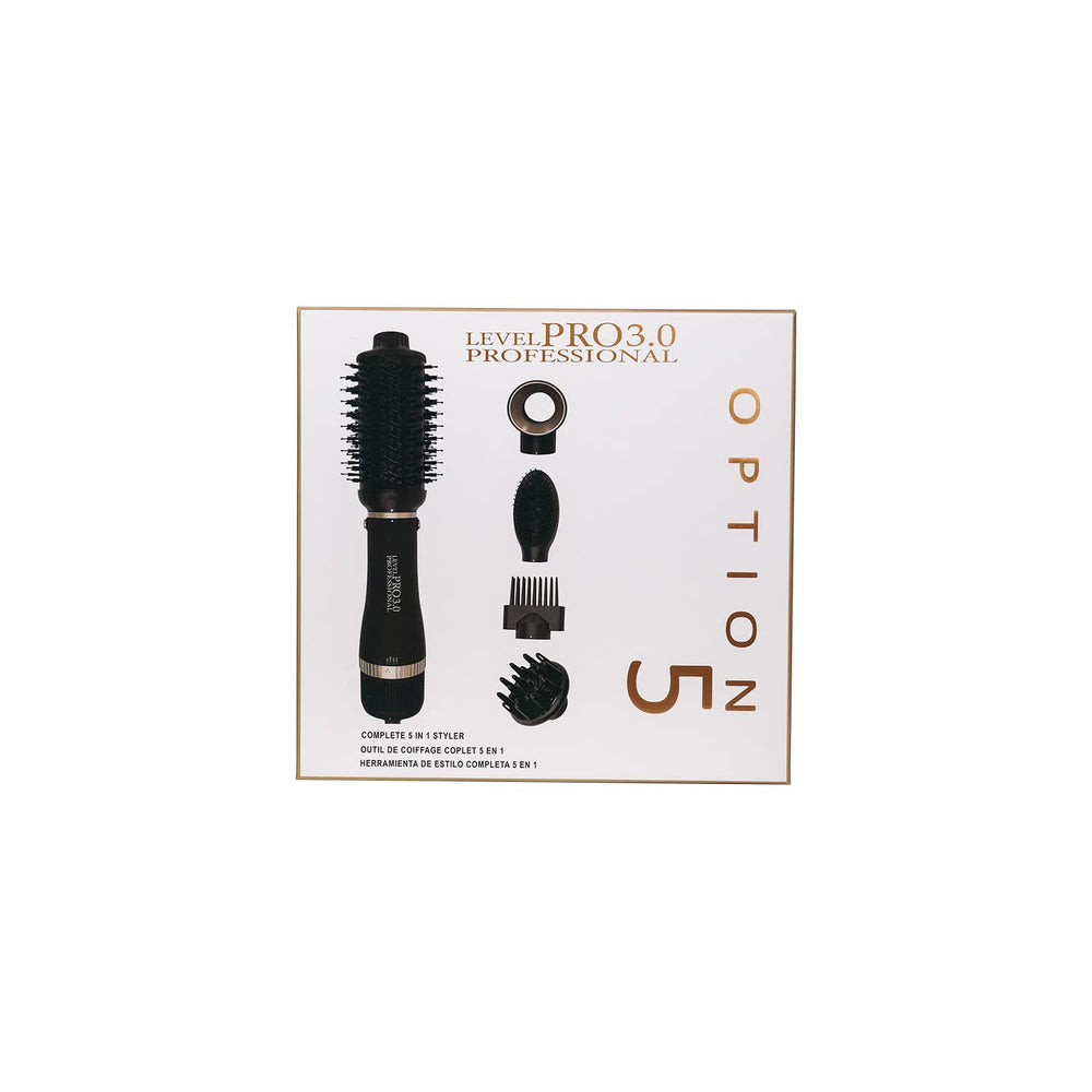 Level Pro3.0 Complete 5 in 1 Hair Styler Brush, Negative Ion Blow Dryer Brush with 3 Heat Settings, Hot Air Blowout Brush Hair Dryer and Volumizer for Hair Straightening, Drying, Volumizing, Curling