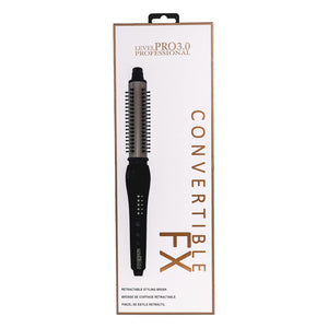 Level Pro3.0 Convertible FX Ceramic Heated Hair Styling Brush, Retractable Bristles Hair Straightening Brush with 5 Heat Levels, for Styling Curling Detangling and Volumizing