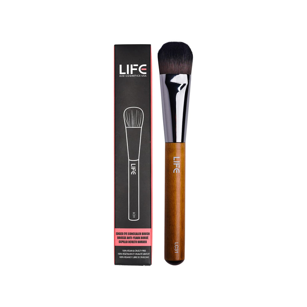 Life Cosmetics Edged Eye Concealer Brush, Flat Top Blending Eye Brush for Concealing Blending Setting Buffing, Synthetic Bristle Makeup Brush For Precision Blending Eyelids and Under Eyes