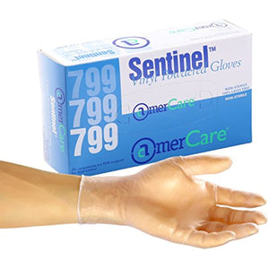 Sentinel powdered vinyl gloves (Medium)