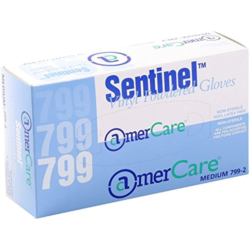 Sentinel powdered vinyl gloves (Medium)