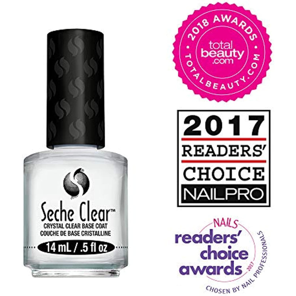 Seche Clear, Base Coat Nail Polish for Manicure and Pedicure, Boxed, 2 Pack