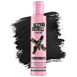 Salon Crazy Color Semi Permanent Hair Dye Color 5.07 Oz 030 Black