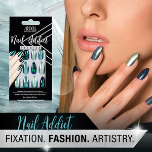 Ardell Nail Addict Premium Artificial Nail Set, Green Glitter Chrome