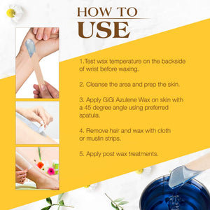 GiGi Azulene Hair Removal Wax, Whole Body Soft Wax, Soothes and Conditions, Normal Skin, 13 oz. 2-pack