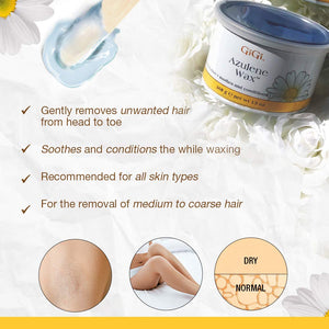 GiGi Azulene Hair Removal Wax, Whole Body Soft Wax, Soothes and Conditions, Normal Skin, 13 oz. 2-pack