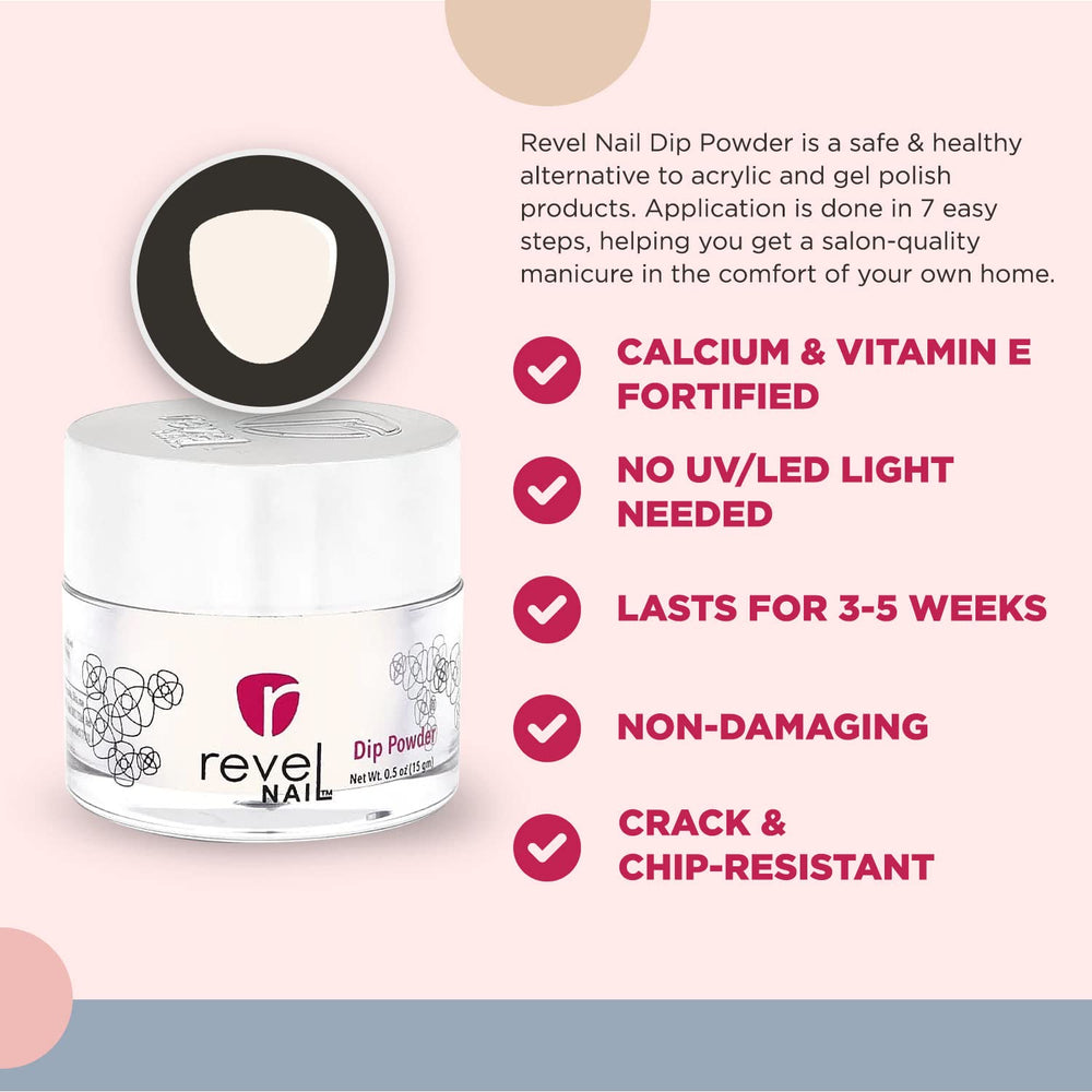 Revel Nail Dip Powder -  White - Emily 0.5oz