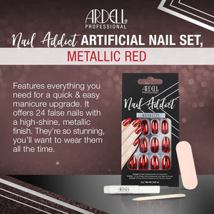 Ardell Nail Addict Artificial 24-Pc Nail Set, Metallic Red, Medium