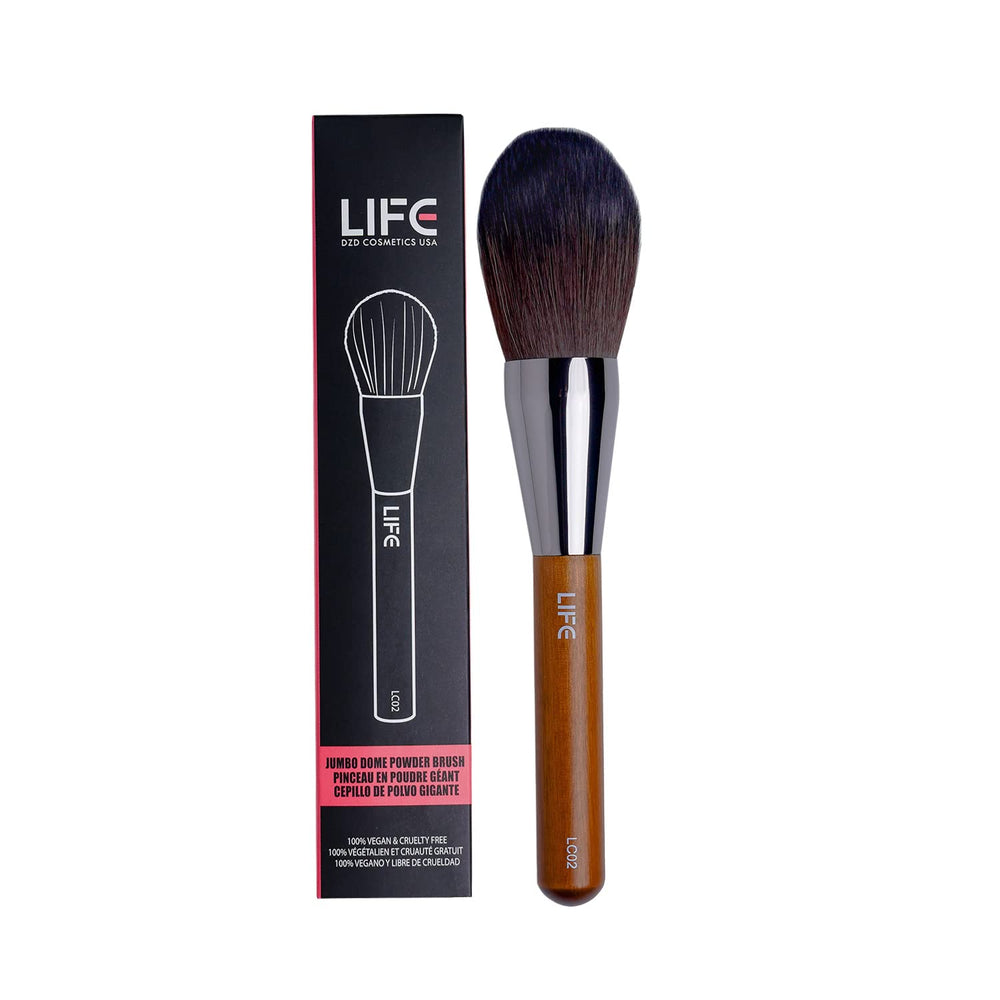 Life Cosmetics -  Jumbo Dome Powder Brush, Mineral Powder Makeup Brush for Large Coverage, Soft Bristle Blending Brush for Makeup, Contours and Defines, Vegan and Sensitive Skin Friendly