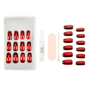 Ardell Nail Addict Artificial 24-Pc Nail Set, Metallic Red, Medium
