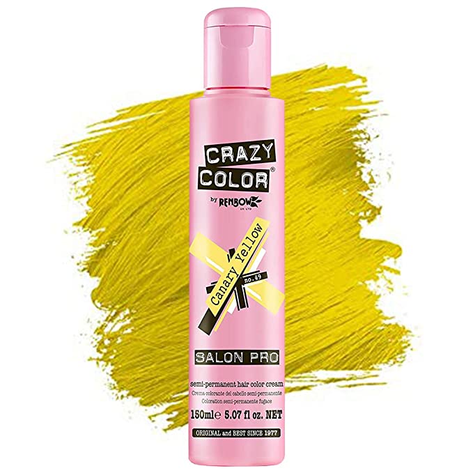 Salon Crazy Color Semi Permanent Hair Dye  Color Cream 150mL Canary Yellow