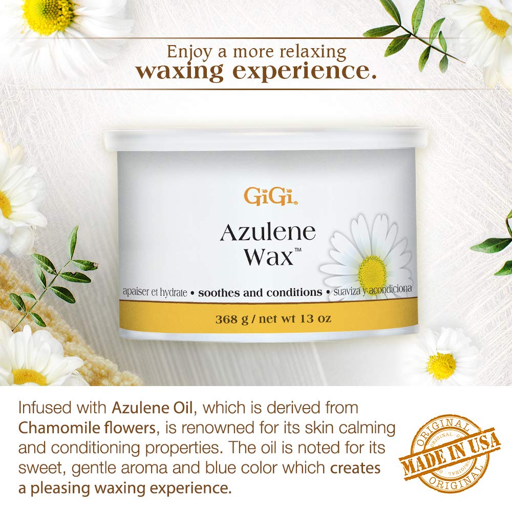 GiGi Azulene Hair Removal Wax, Whole Body Soft Wax, Soothes and Conditions, Normal Skin, 13 oz. 2-pack