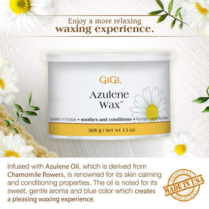GiGi Azulene Hair Removal Wax, Whole Body Soft Wax, Soothes and Conditions, Normal Skin, 13 oz. 2-pack