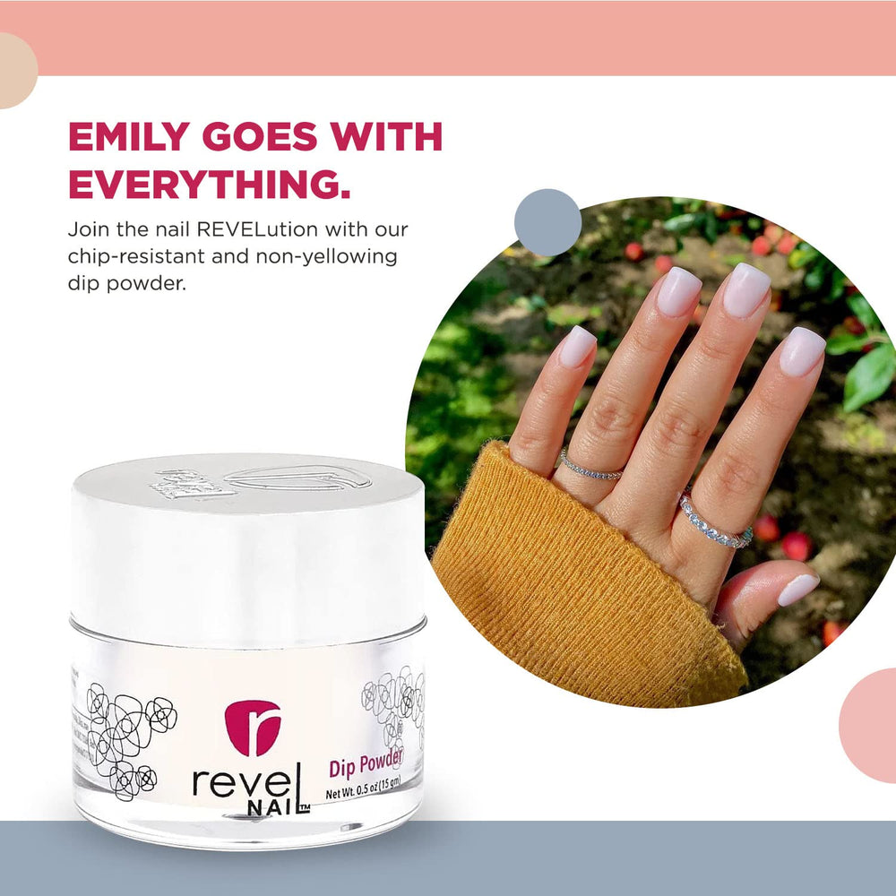 Revel Nail Dip Powder -  White - Emily 0.5oz