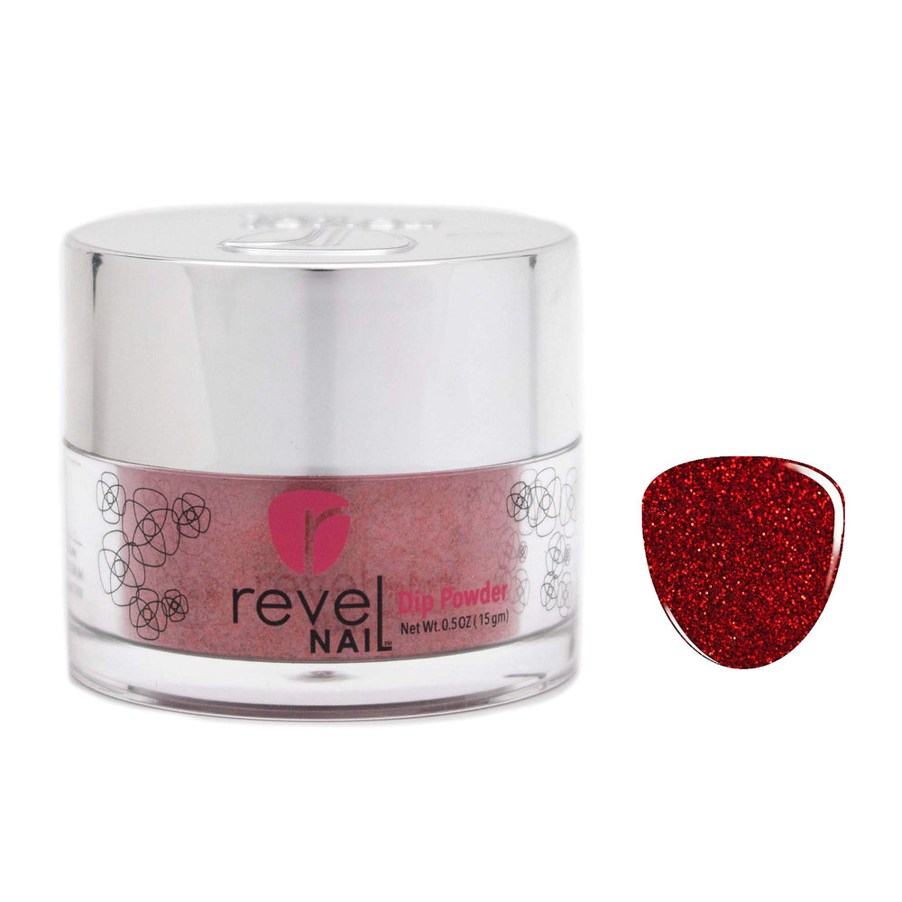 Revel Nail Dip Powder - Red Glitter - Infatuated 0.5oz