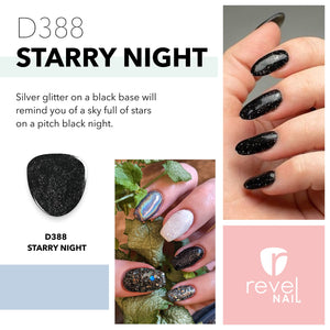 Revel Nail Dip Powder - Black Glitter - Starry Night 0.5oz