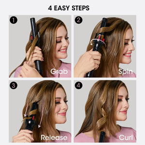 Salon Tech -  SpinStyle PRO Automatic Curling Iron, 1 Inch, Newly Upgraded, Ceramic Ionic Bi-Directional Spinning Barrel, 5 Temperature Settings 250-450°F, with Patented Curl Dial Technology