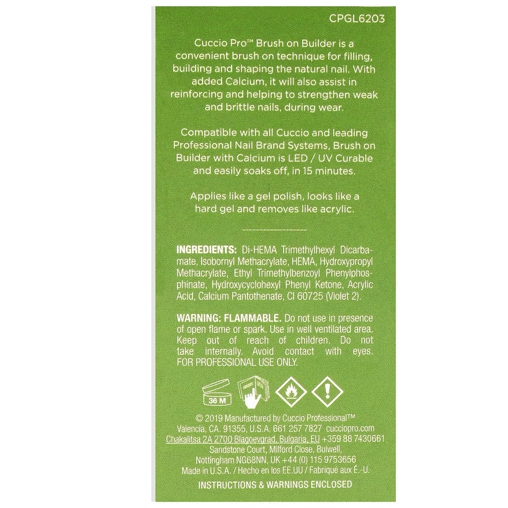 Cuccio Pro Brush-On Builder Gel With Calcium - LED And UV - Chip-Resistant -