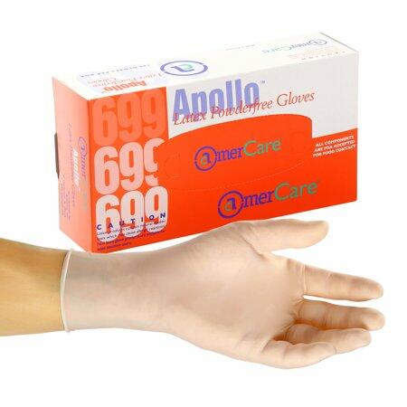 AmerCare Medium Powder-Free Latex Apollo Gloves, Pack of 100